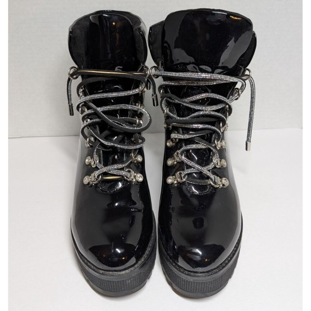 Azalea Wang Y2K Platform Boots Patent Leather Combat Sparkle Womens Size 10 - Picture 4 of 9